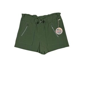 C&C California Womens‎ Olive Green Utility Shorts High Rise Paperbag Waist L NEW